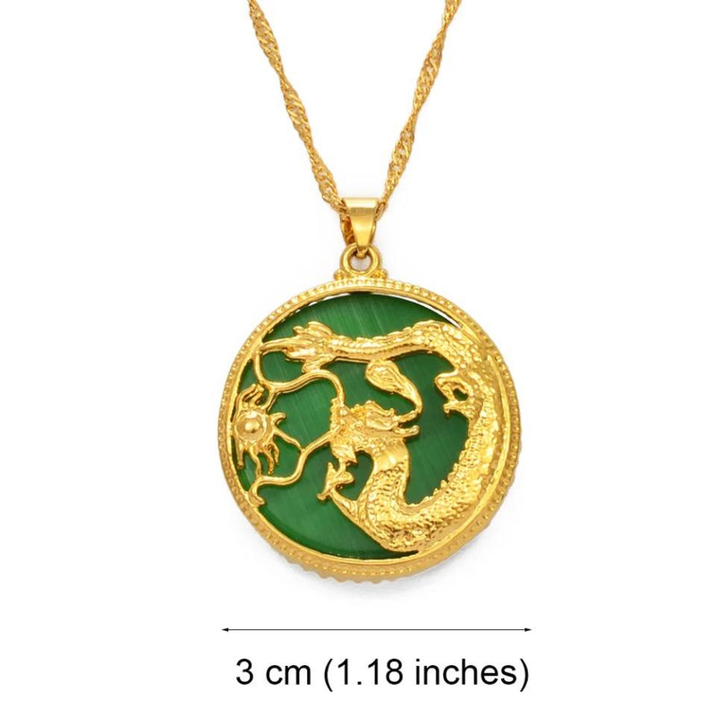 ELXNAY Green Dragon Amulet Necklace
