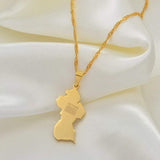 ELXNAY Guyana map necklace, Guyanese jewellery, gold map necklace