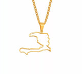 ELXNAY Haiti map necklace, map outline