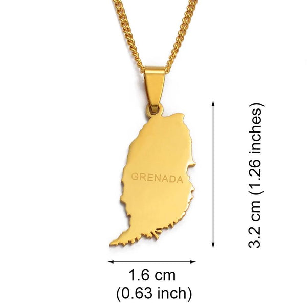 ELXNAY Necklace Grenada map necklace