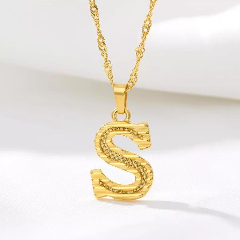 ELXNAY Necklace Initial Pendant Gold Plated Necklace