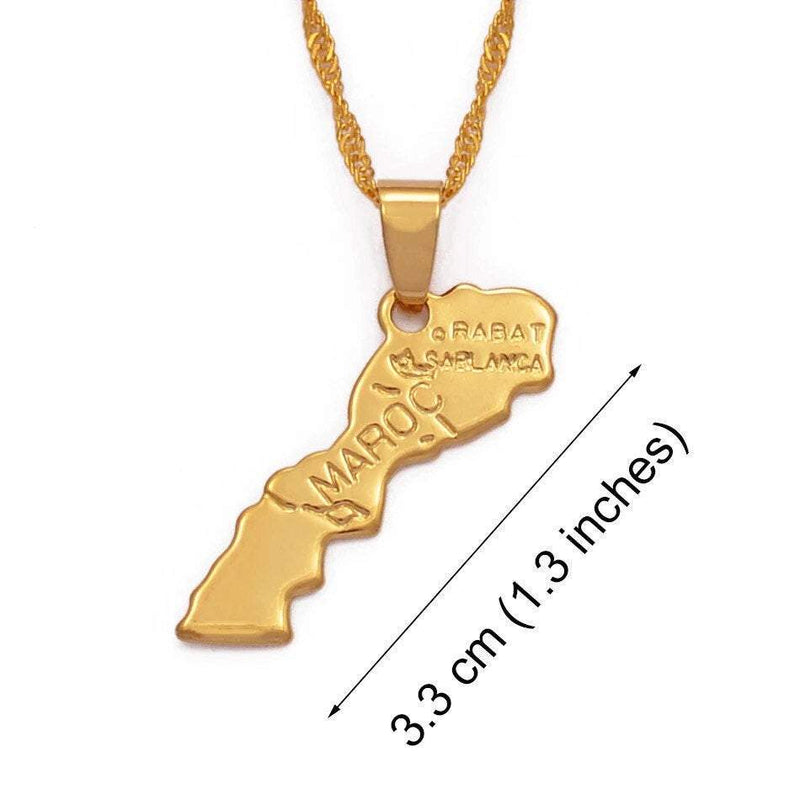 ELXNAY Necklace Morocco map necklace