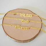 ELXNAY Necklace Old English Name Plate Necklace
