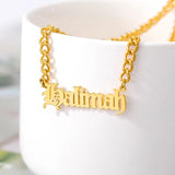 ELXNAY Necklace Gold (Plated) / 50cm Old English Name Plate Necklace