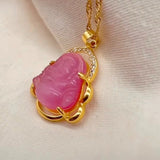 ELXNAY Necklace Pink Buddha Necklace