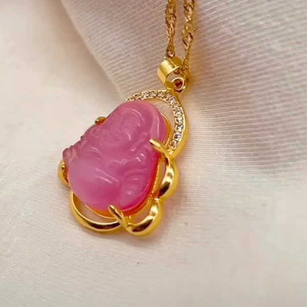 ELXNAY Necklace Pink Buddha Necklace